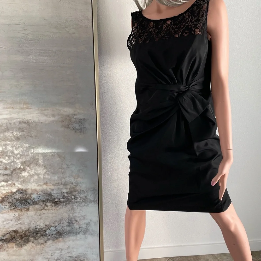 ANNE KLEIN Chic LACE Trimmed BOW Front DRESS Sz 10 - Picture 13 of 15